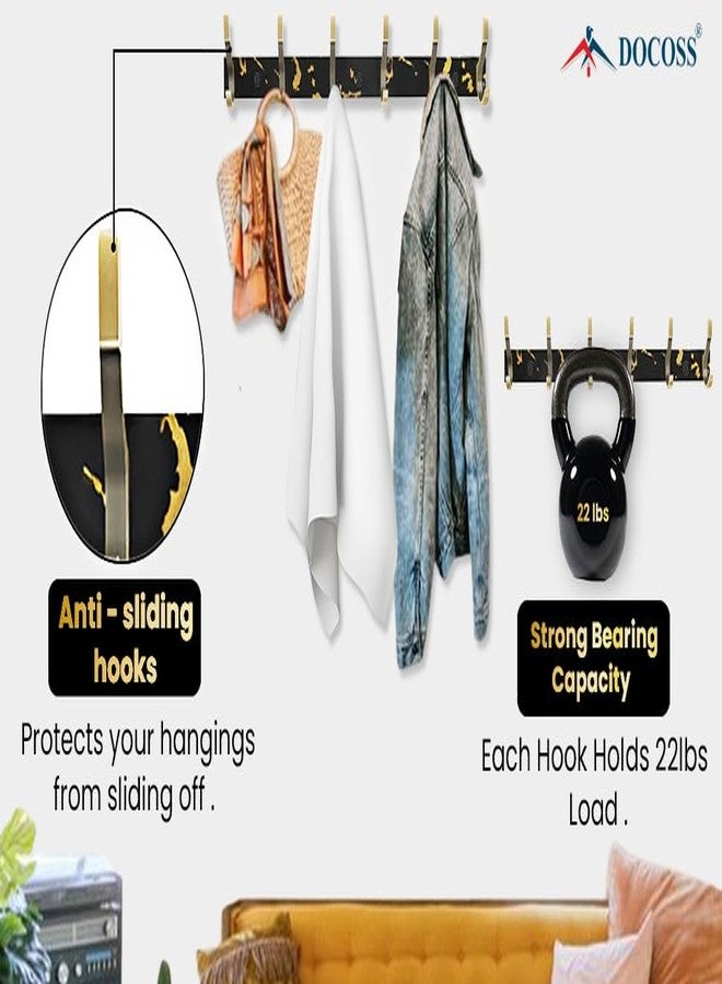 دوكوس DOCOSS - علاقات ملابس طويلة للجدران والأبواب / خطافات لتعليق الملابس، علاقة ملابس للحمام مثبتة على الحائط لتعليق الملابس والقمصان والمناشف (عبوة من قطعة واحدة، أسود (خطافات عتيقة)) - Image 3